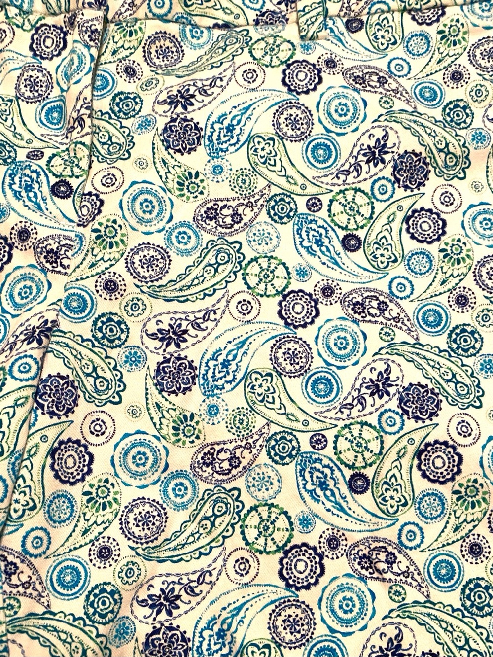 Lands' End Women’s Paisley Print Mid Rise Shorts in Aqua, Blue & Green, Size 14P - Picture 10 of 10